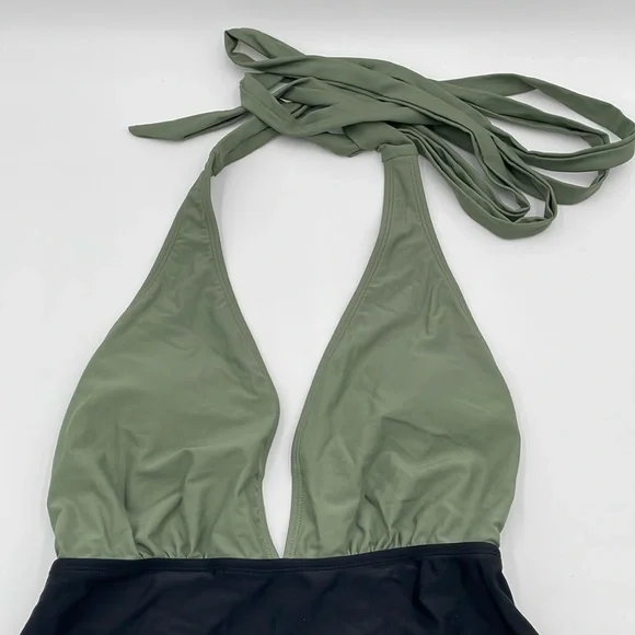 CUPSHE One‎ Piece Swimsuit Deep V Neck Self Tied Belt Bathing Suit - M - Picture 4 of 11